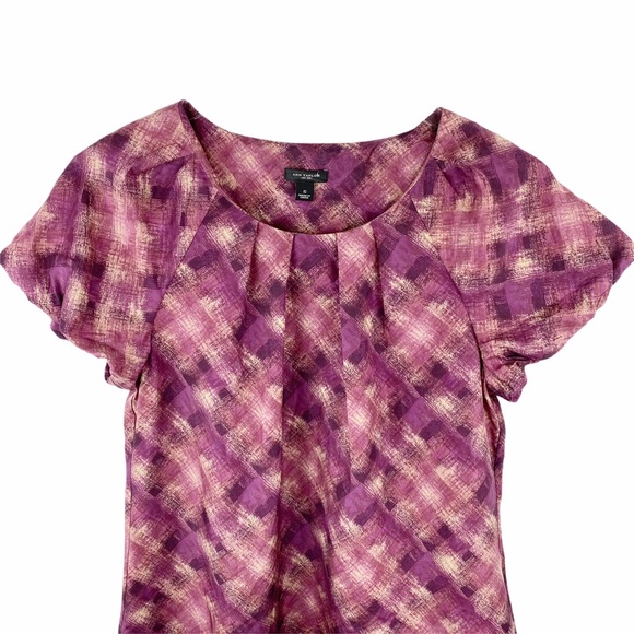 ANN TAYLOR Purple Silk Blouse Small - Picture 2 of 6